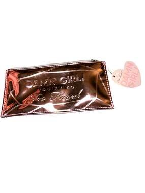 Too Faced Damn Girl! Metallic Pink Cosmetic Makeup Bag